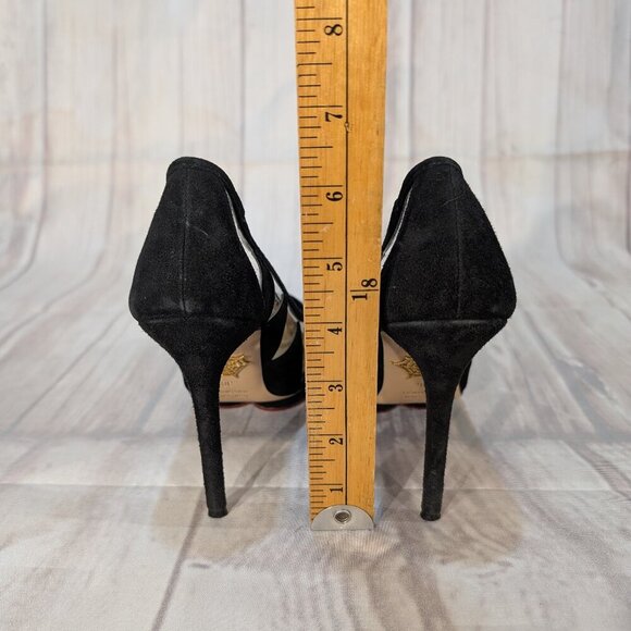 Charlotte Olympia Black Suede & PVC Dolly Heels Size 36 - Picture 6 of 12